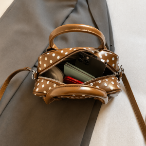 Sacs À Main Carrés Pour Femmes, Style Parisien Chic, Imprimé À Pois Unis, En Pu De Qualité Supérieure h5 Image6