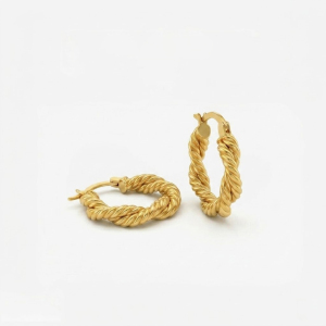 Boucles D'Oreilles Créoles Simple Series Daily Twist Circle Couleur Cuivre Doré Pour Femmes h5 