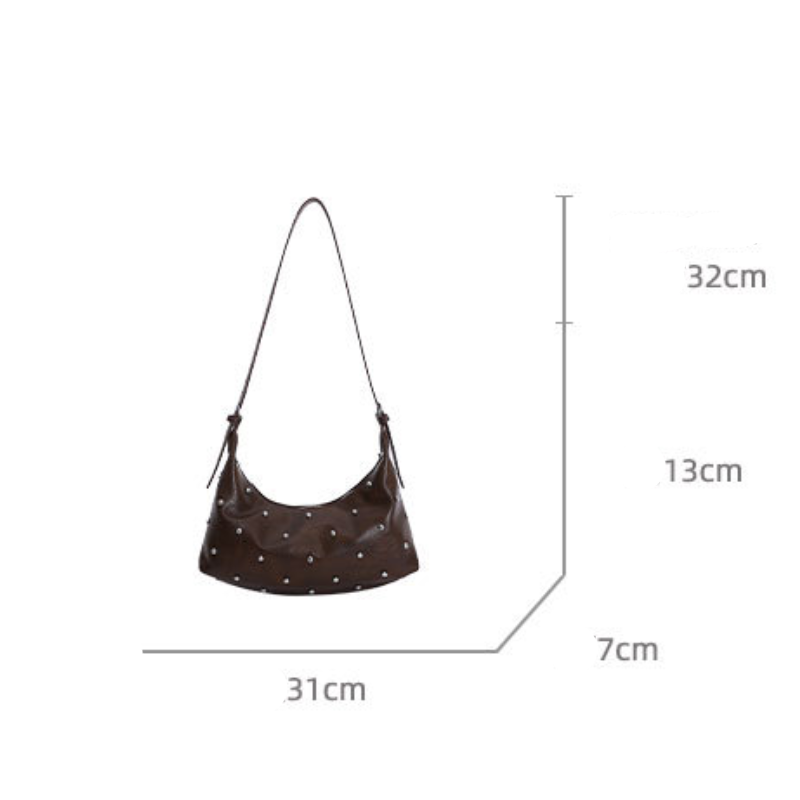 Sacs À Bandoulière Carrés Pour Femmes, Style Streetwear, Ornés De Clous Métalliques Et De Rivets, Couleur Unie, En Pu De Qualité Supérieure. h5Image10