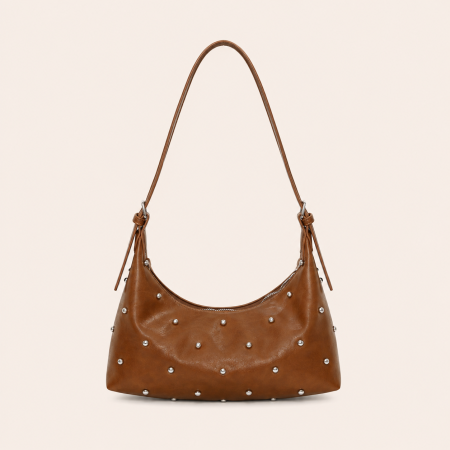 Sacs à bandoulière carrés pour femmes, style streetwear, ornés de clous métalliques et de rivets, couleur unie, en PU de qualité supérieure. 2