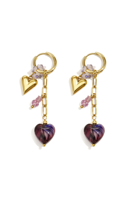 Boucles D'Oreilles Pendantes En Acier Inoxydable En Forme De Cœur, Collection Simple Daily Simple, Bijoux Pour Femmes