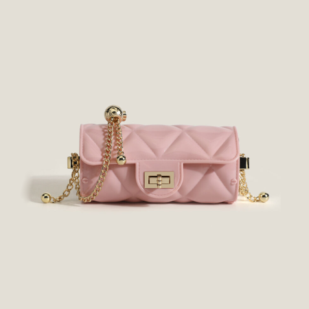 Sac bandoulière femme style décontracté, matelassé, avec finitions métalliques et chaîne en PVC uni