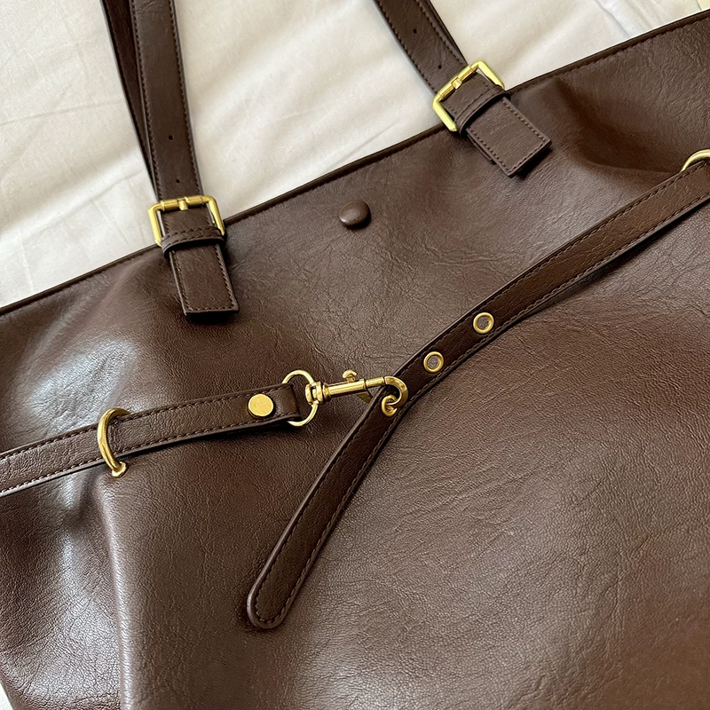 Sacs Fourre-Tout Pour Femmes En Pu À Pois, Style Décontracté, Avec Quincaillerie En Métal Et Couleur Unie h5Image5
