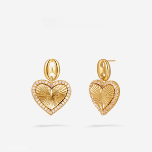 Boucles D'Oreilles Pendantes Pour Femme, Style Cœur, Couleur Cuivre Doré, Collection Simple Series h5 