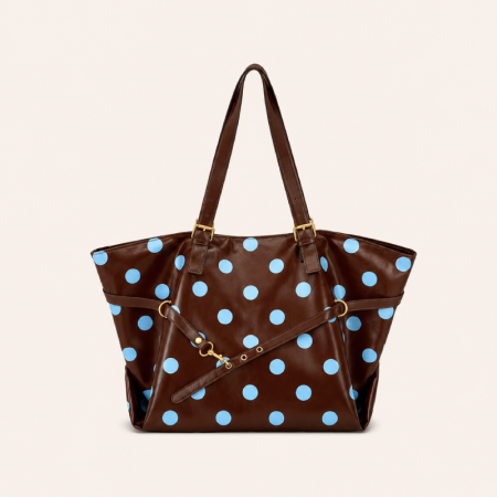 Sacs fourre-tout pour femmes en PU à pois, style décontracté, avec quincaillerie en métal et couleur unie