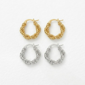 Boucles D'Oreilles Créoles Simple Series Daily Twist Circle Couleur Cuivre Doré Pour Femmes h5 Image4