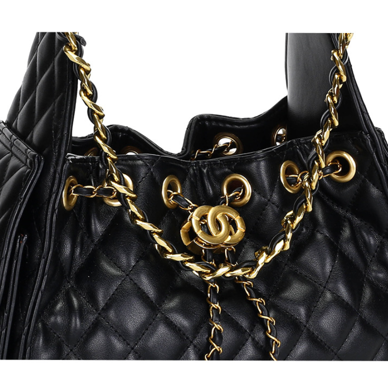 Sac À Bandoulière Carré Pour Femme, Style Décontracté, Matelassé, Finitions Métalliques, Couleur Unie, Chaîne, En Pu De Qualité Supérieure Image5