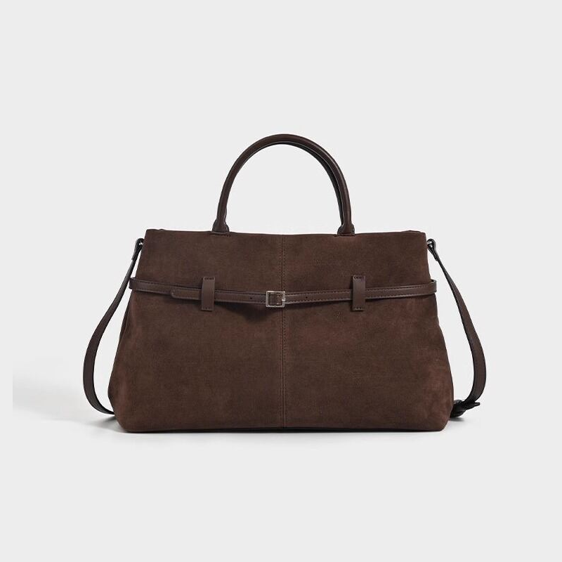 Sacs À Main Carrés Pour Femmes En Daim Uni, Style Bureau, Avec Quincaillerie En Métal 
