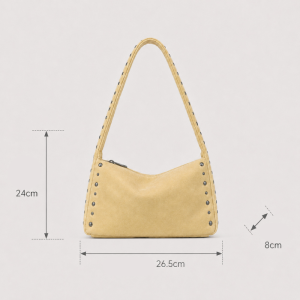 Sacs À Bandoulière Carrés Pour Femmes, Style Décontracté, Ornés De Clous Métalliques Et De Rivets En Daim Uni h5 Image4