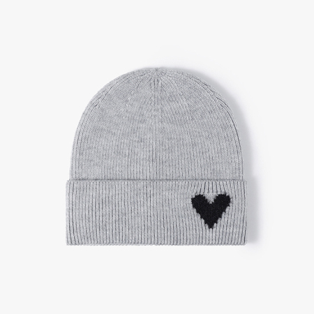Bonnet tricoté femme en polyester multicolore à motif cœur