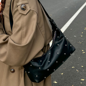 Sacs À Bandoulière Carrés Pour Femmes, Style Streetwear, Ornés De Clous Métalliques Et De Rivets, Couleur Unie, En Pu De Qualité Supérieure. h5 Image7
