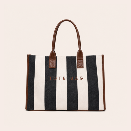 Sacs cabas carrés en toile pour femmes, style décontracté, sans lettres, à rayures et à pois