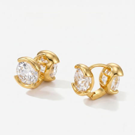 Boucles d'oreilles à clip pour femmes, élégantes, de forme irrégulière, couleur cuivre doré et zircon, collection Luxious