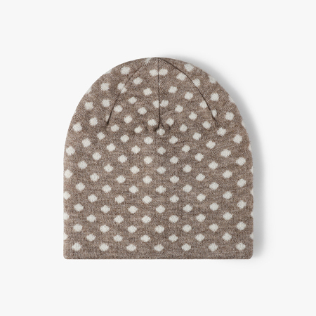 Bonnet tricoté pour femme en laine et polyester mélangés à pois de la série Simple