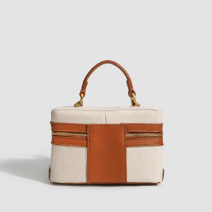 Sacs À Main Carrés Pour Femmes En Toile Patchwork Unie, Style Parisien Chic h5 Image5