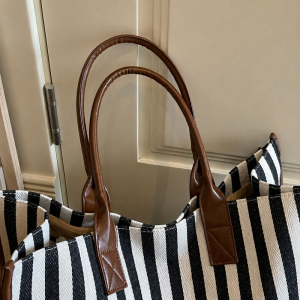 Sacs Cabas Carrés En Toile Pour Femmes, Style Décontracté, Sans Lettres, À Rayures Et À Pois h5 Image7