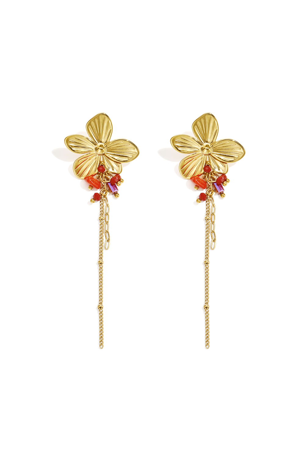 Boucles D'Oreilles Pendantes En Acier Inoxydable, Motif Fleur, Collection Daily Simple, Bijoux Pour Femmes 