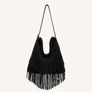 Sacs À Bandoulière Carrés Pour Femmes En Daim Uni À Pompons Style Bohème h5 Image2