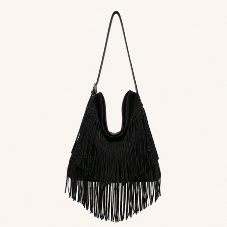 Sacs à bandoulière carrés pour femmes en daim uni à pompons style bohème 2