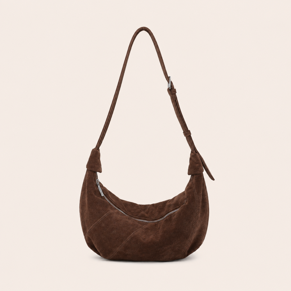Sac Bandoulière Minimaliste Patchwork Uni En Daim Patchwork, Style Sac À Main Image2