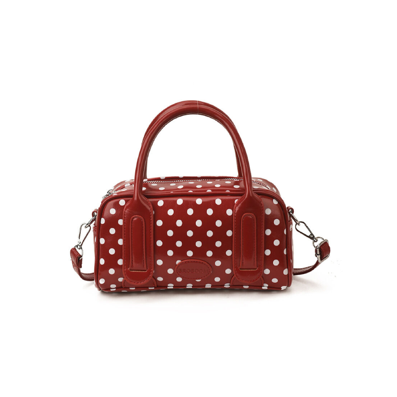 Sacs À Main Carrés Pour Femmes, Style Parisien Chic, Imprimé À Pois Unis, En Pu De Qualité Supérieure Image2