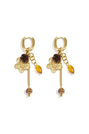 Boucles D'Oreilles En Perles D'Acier Inoxydable, Style Floral, Collection Romantique Décontractée Pour Le Quotidien, Bijoux Pour Femmes h5