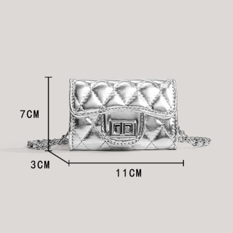 Sac Bandoulière Carré Pour Femme En Pu, Style Décontracté, Surpiqûres Matelassées, Finitions Métalliques, Couleur Unie Et Chaîne. Image6