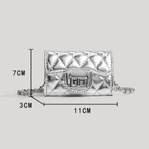 Sac Bandoulière Carré Pour Femme En Pu, Style Décontracté, Surpiqûres Matelassées, Finitions Métalliques, Couleur Unie Et Chaîne. h5 Image6