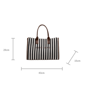 Sacs Cabas Carrés En Toile Pour Femmes, Style Décontracté, Sans Lettres, À Rayures Et À Pois h5 Image9