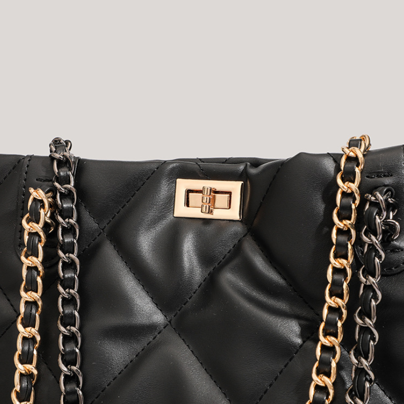 Sacs Cabas Carrés Pour Femmes En Pu, Style Décontracté, Surpiqûres Matelassées, Quincaillerie Métallique, Couleur Unie, Chaîne. Image4