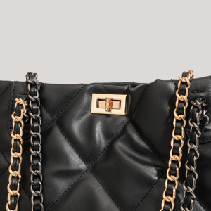 Sacs Cabas Carrés Pour Femmes En Pu, Style Décontracté, Surpiqûres Matelassées, Quincaillerie Métallique, Couleur Unie, Chaîne. h5 Image4