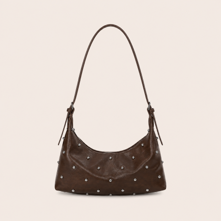 Sacs à bandoulière carrés pour femmes, style streetwear, ornés de clous métalliques et de rivets, couleur unie, en PU de qualité supérieure.