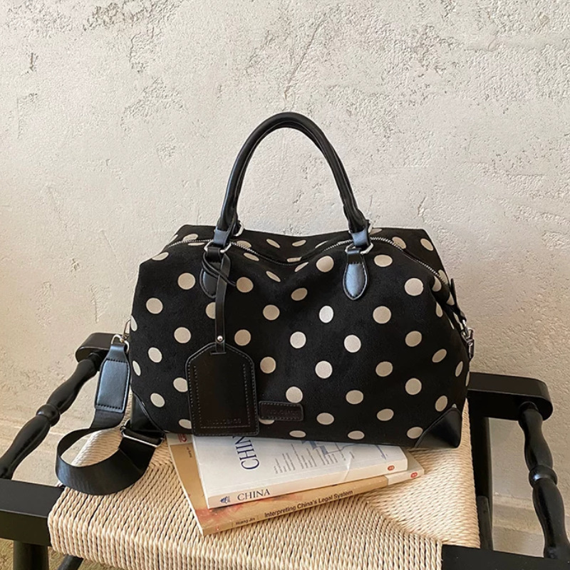 Sac De Sport Et De Voyage Carré Pour Femme, Style Parisien Chic, Sans Pois Unis