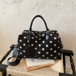 Sac De Sport Et De Voyage Carré Pour Femme, Style Parisien Chic, Sans Pois Unis h5