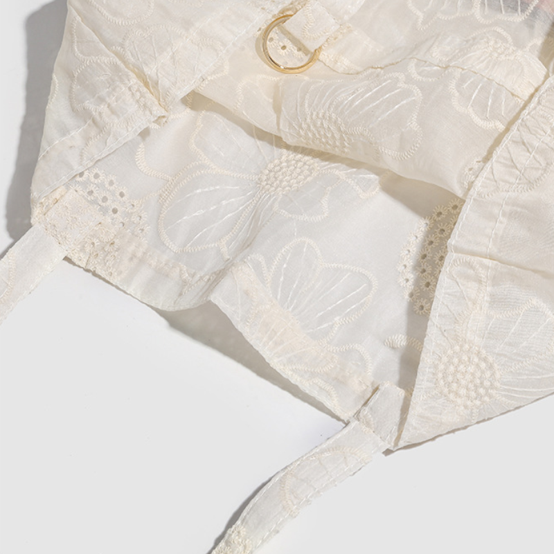 Sacs À Bandoulière Carrés Pour Femmes, Style Parisien Chic, Brodés De Fleurs, Couleur Unie, En Polyester Ajouré h5Image5