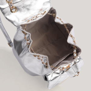 Sac À Dos Femme En Pu De Qualité Supérieure, Style Décontracté, Surpiqûres Matelassées, Finitions Métalliques, Couleur Unie. h5 Image4