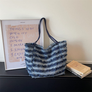 Sacs À Bandoulière Carrés Pour Femmes En Toile Patchwork Unie À Rayures, Style Décontracté h5 Image6