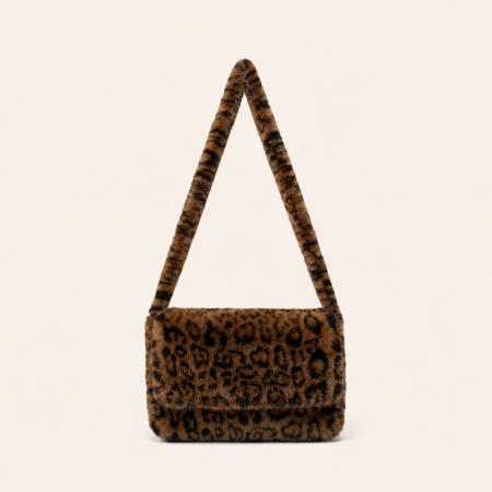 Sacs à bandoulière carrés pour femmes, style décontracté, en fausse fourrure imprimée léopard.