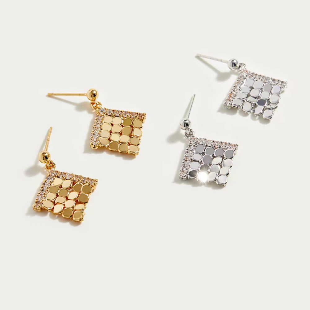 Boucles D'Oreilles Pendantes Pour Femme, Élégantes Et Géométriques, En Cuivre, Collection Luxious Series Image2