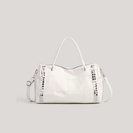 Sacs de sport et de voyage pour femmes, style décontracté, avec quincaillerie métallique et clous, couleur unie, en PU de qualité supérieure. 2
