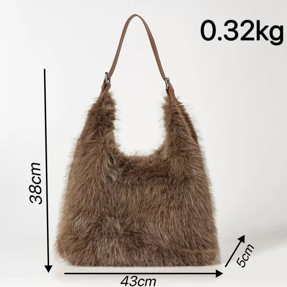 Sacs À Bandoulière Carrés Pour Femmes, Style Décontracté, Couleur Unie, Imitation Fourrure Duveteuse Image8