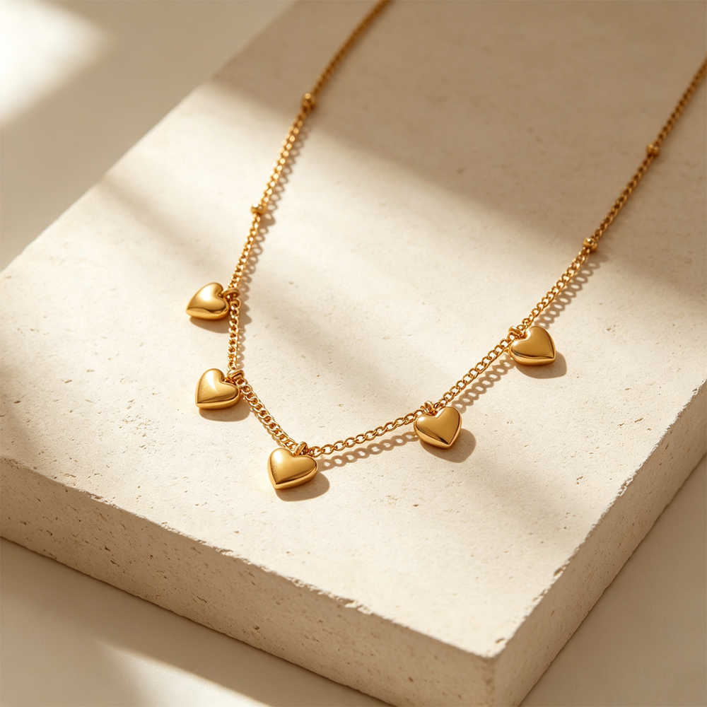 Colliers Pendentifs Pour Femmes Simple Series Daily Heart En Acier Inoxydable Étanche Couleur Or Image4