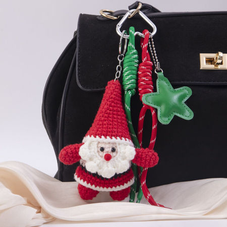 Breloques de sac en polyester tissé, couleurs assorties, style torsadé, collection Simple Series Cute Twist Christmas