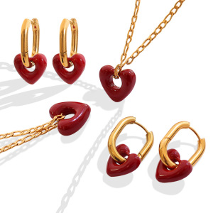 Ensembles De Bijoux Pour Femmes Simple Series Retro Heart En Acier Inoxydable Étanche Couleur Or h5 Image2