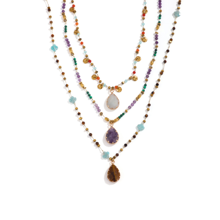 Colliers de perles rétro en forme de goutte, pierres naturelles, couleur or, pour femmes, collection romantique