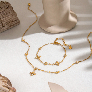 Colliers À Maillons Pour Femmes En Acier Inoxydable Doré Avec Zircon, Collection Simple Stover h5 Image2