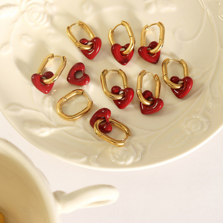 Ensembles de bijoux pour femmes Simple Series Retro Heart en acier inoxydable étanche couleur or