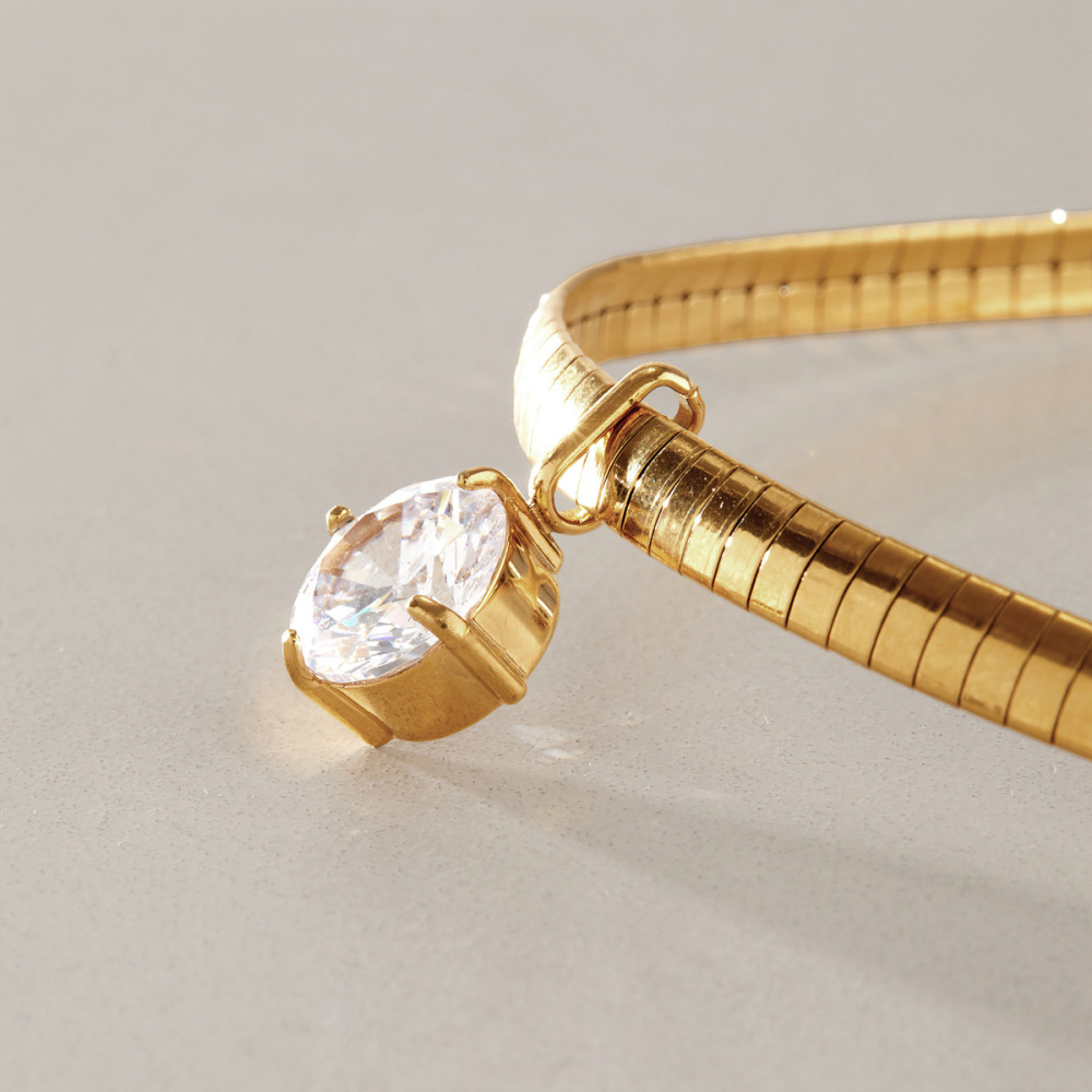 Colliers Pendentifs Pour Femmes En Acier Inoxydable, Couleur Or, Avec Zircon En Forme De Goutte Image6