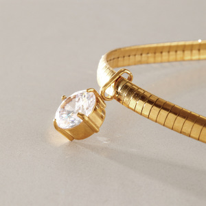 Colliers Pendentifs Pour Femmes En Acier Inoxydable, Couleur Or, Avec Zircon En Forme De Goutte h5 Image6