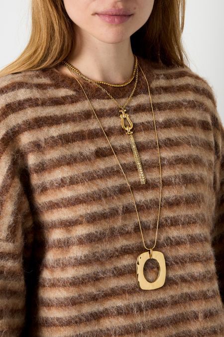 Colliers longs en acier inoxydable, forme géométrique, collection simple pour le quotidien, bijoux pour femmes 2
